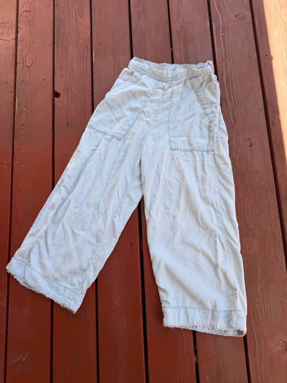 Distressed Wide Leg High Waist Anthropologie Cut Off Pants